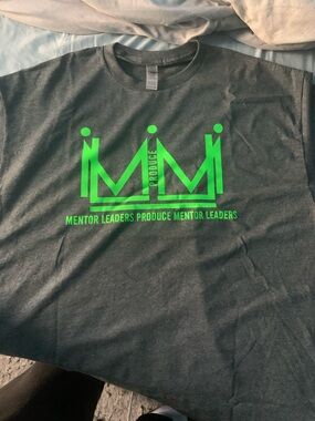 Mentor Leaders Grey T-Shirt with Neon Green Logo and other colors and sizes